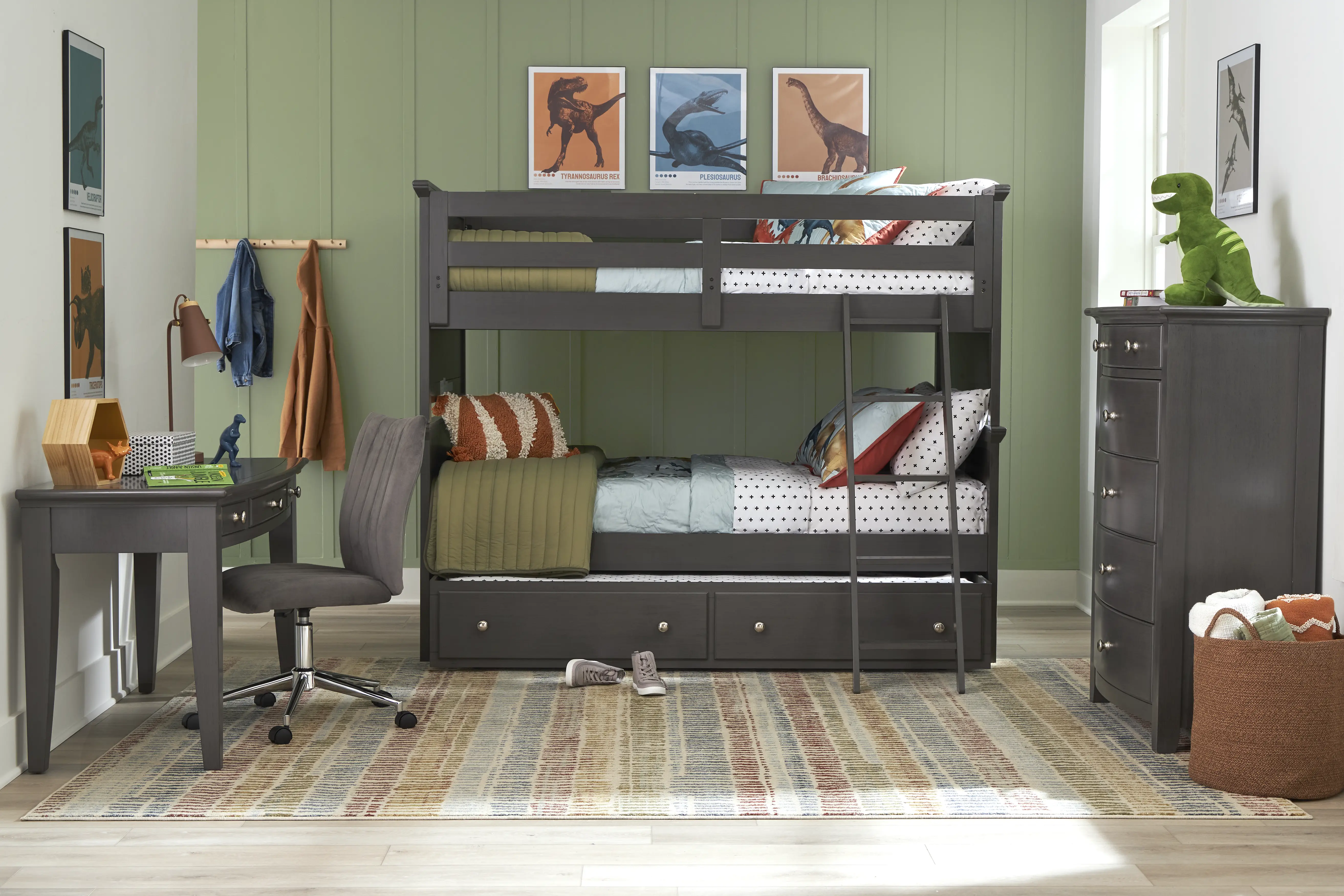 Kids Santa Cruz Gray Full/Full Bunk Bedroom - Thumbnail - Image 1