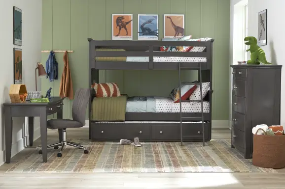Kids Santa Cruz Gray Full/Full Bunk Bedroom