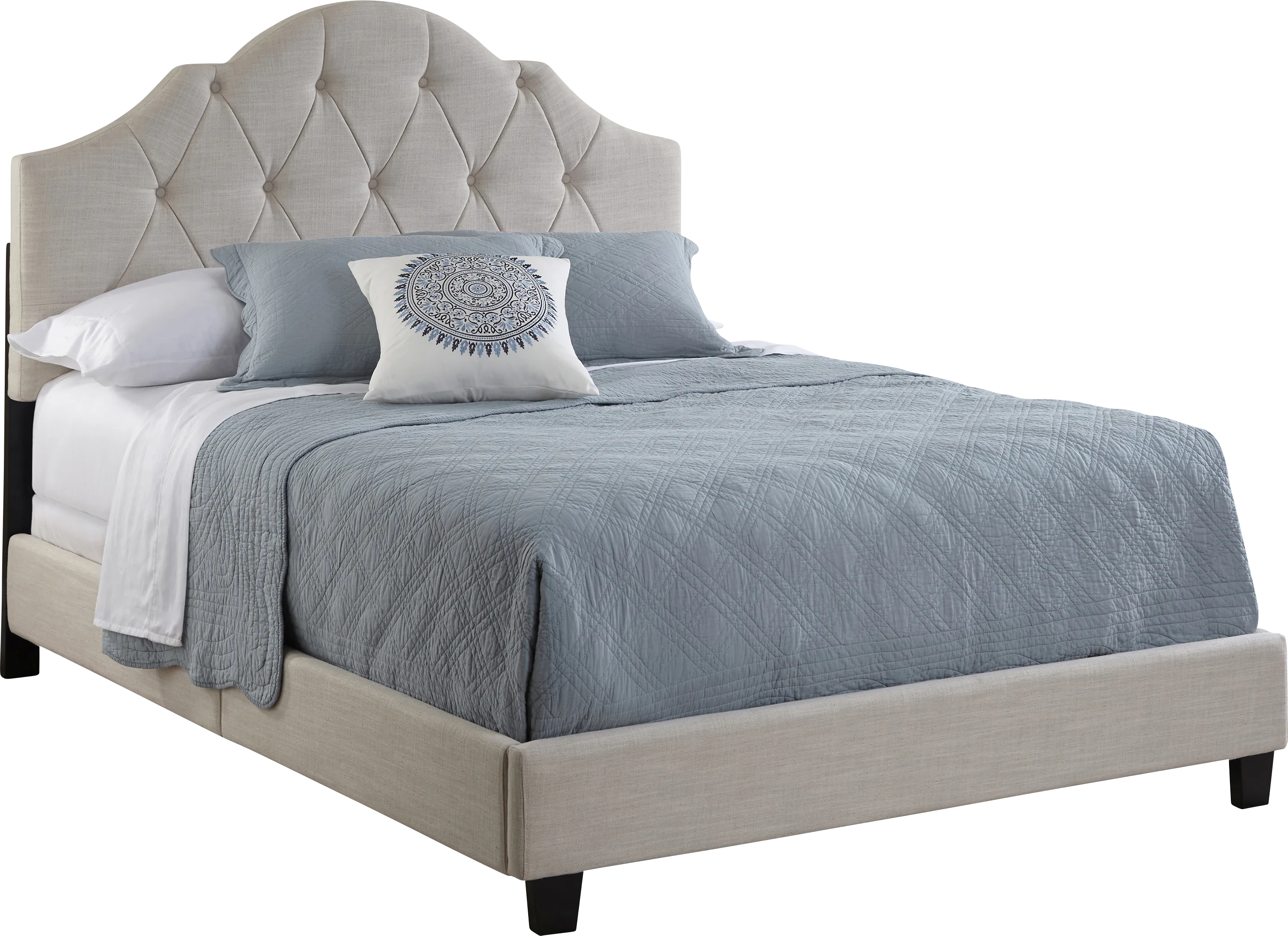 Penina Beige King Upholstered Bed - Thumbnail - Image 1
