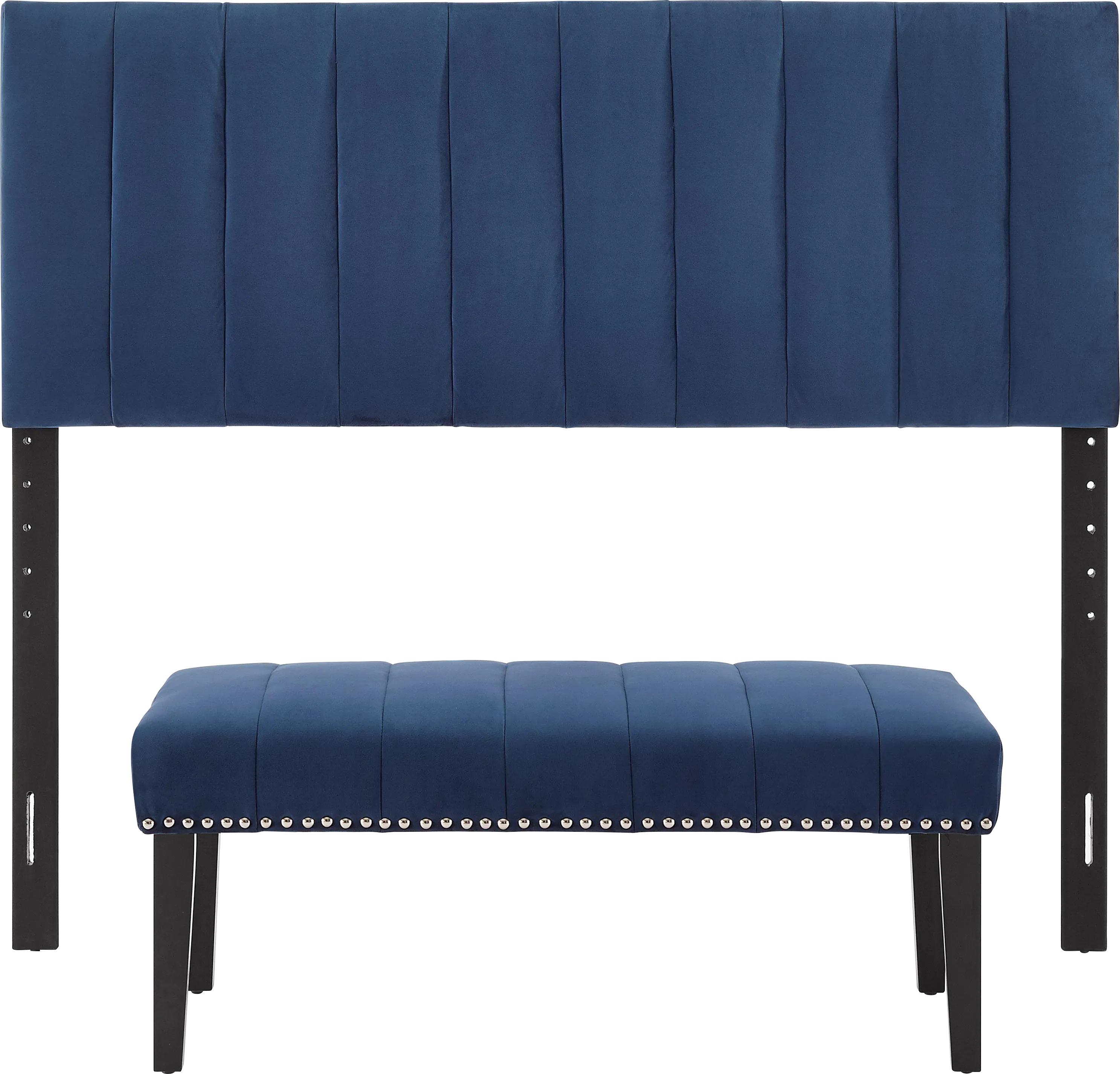 Oceanaire Navy Queen Upholstered Headboard and Bench - Image 1