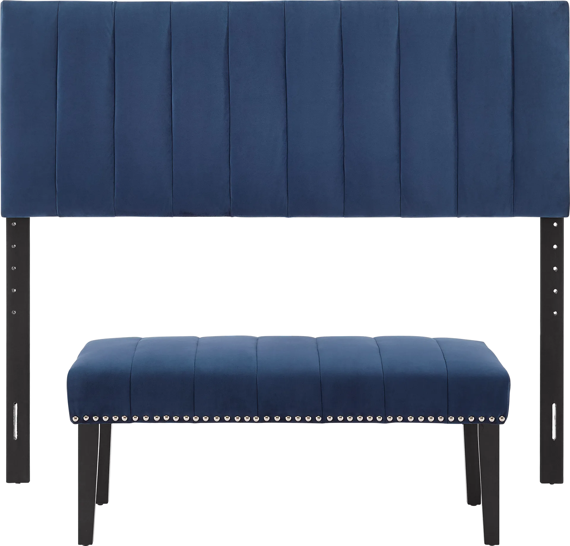 Oceanaire Navy Queen Upholstered Headboard and Bench - Image 1