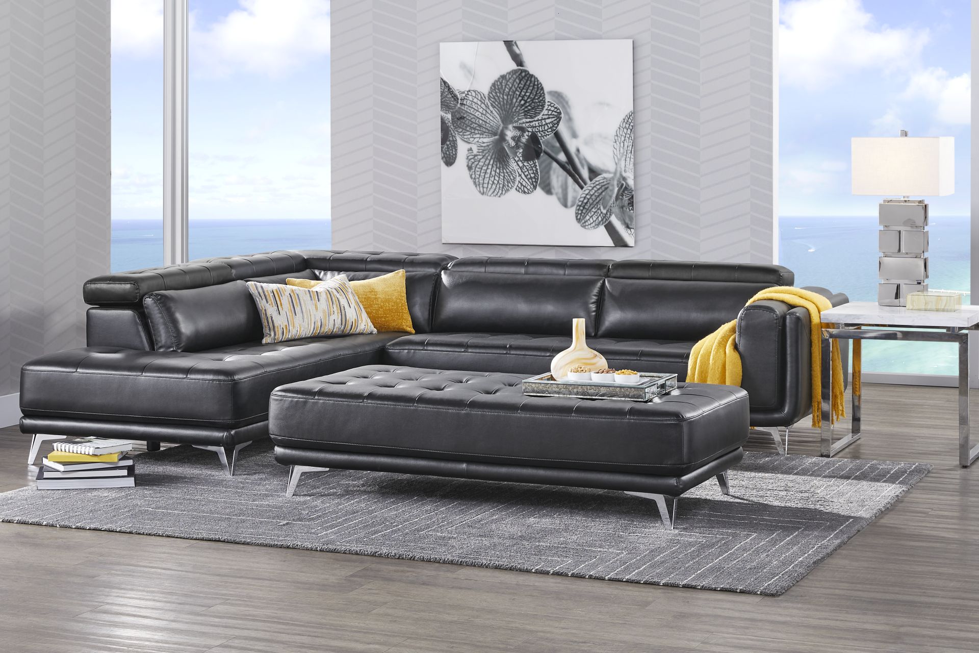 Hudson Heights Black 5 Pc Sectional Living Room - Image 1