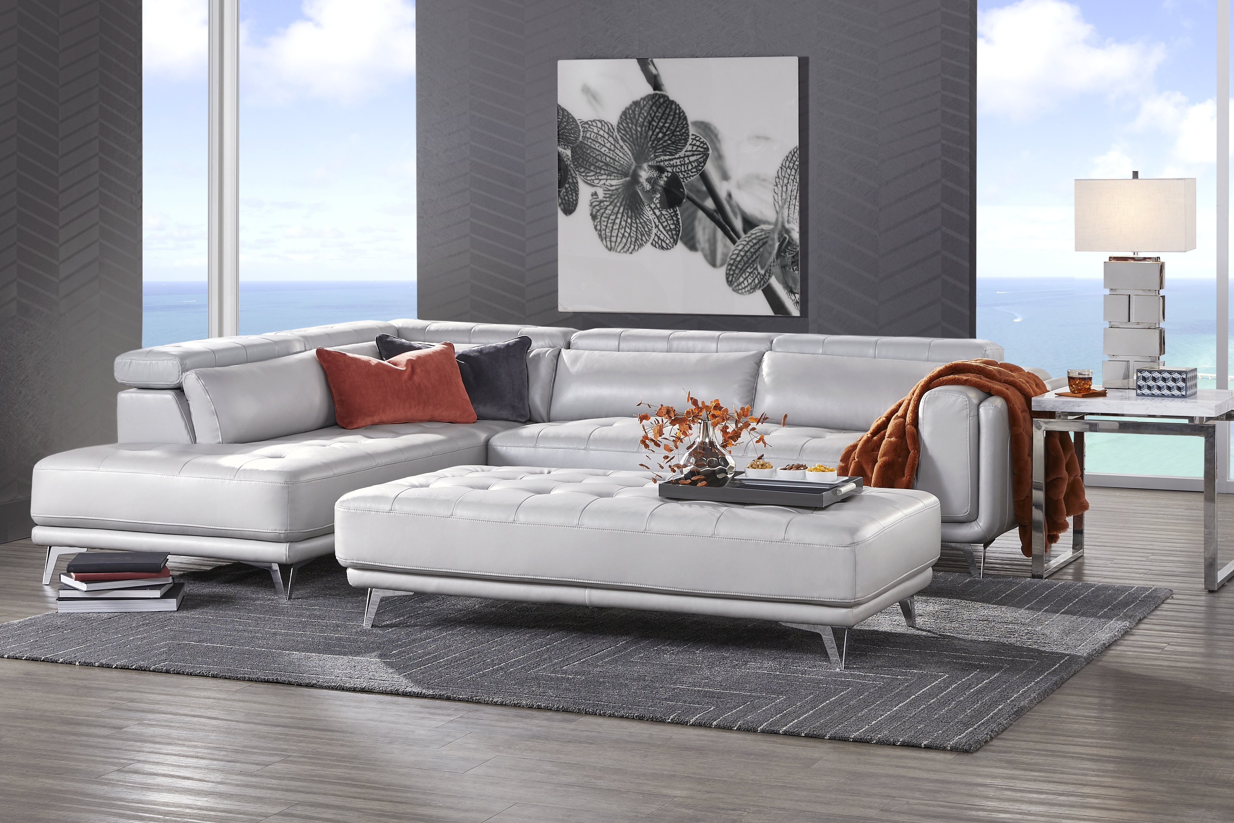 Hudson Heights Platinum 5 Pc Sectional Living Room - Thumbnail - Image 1