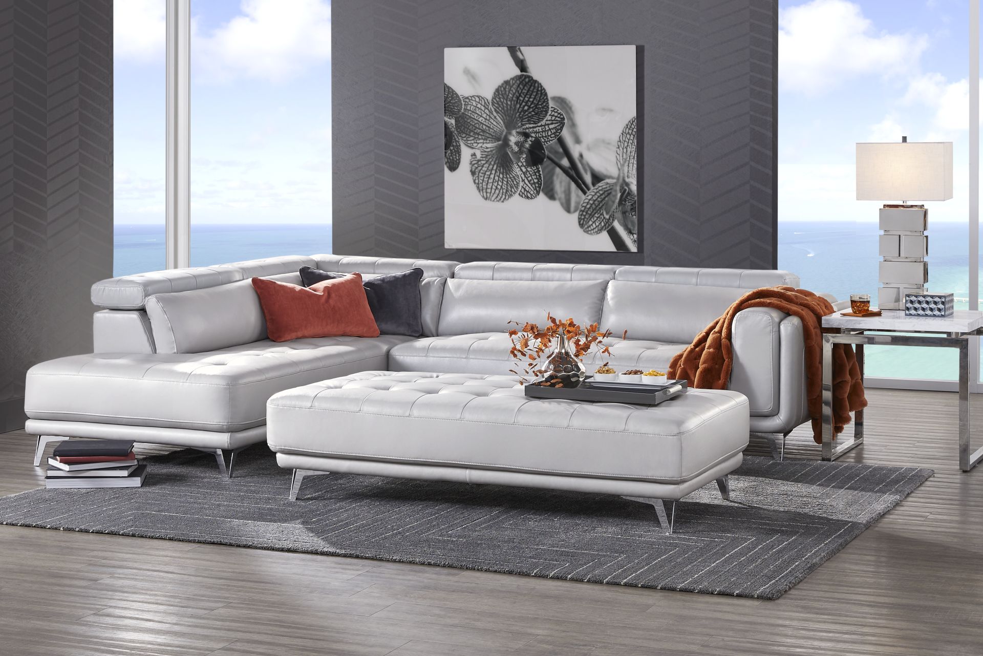 Hudson Heights Platinum 5 Pc Sectional Living Room - Image 1