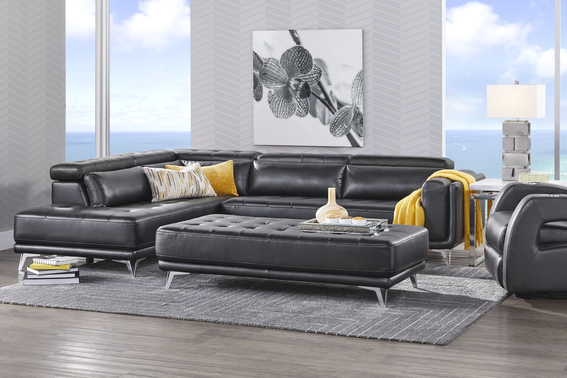 Hudson Heights Black 6 Pc Sectional Living Room - Image 1