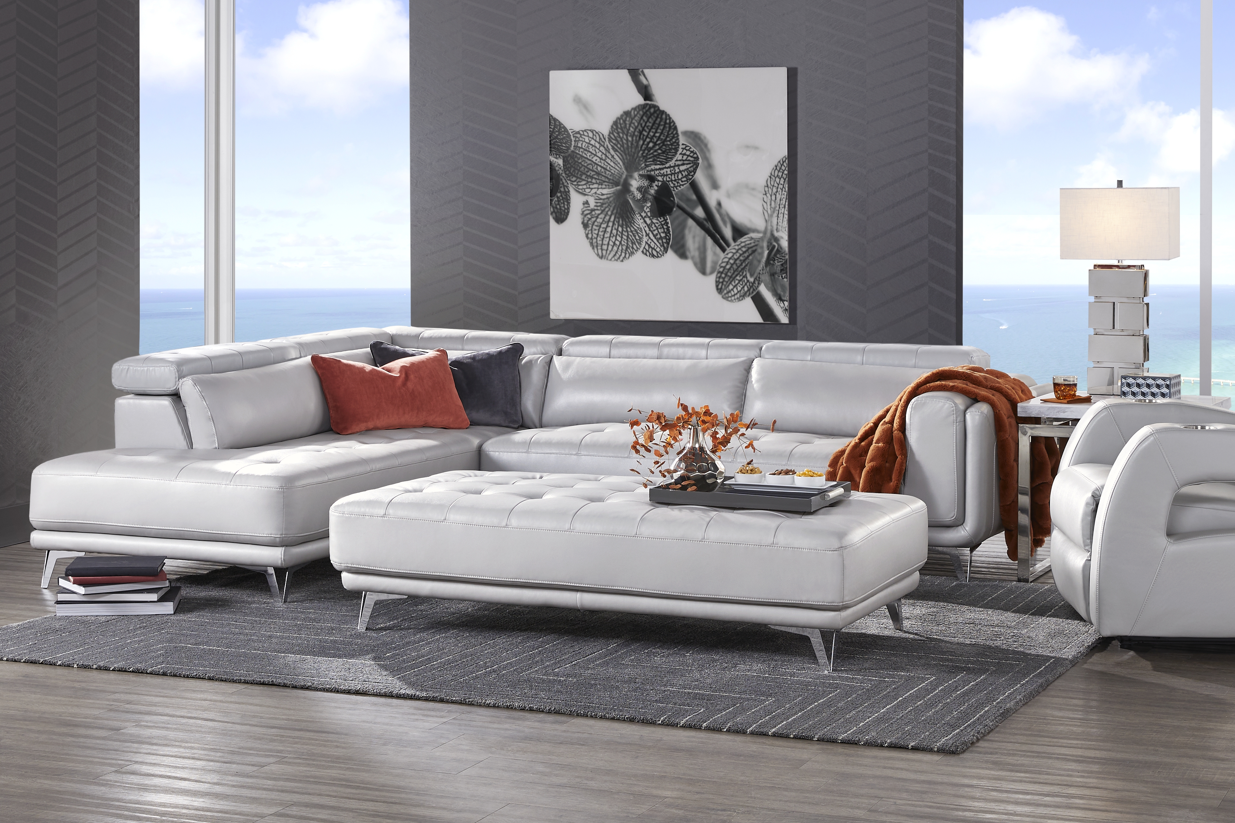 Hudson Heights Platinum 6 Pc Sectional Living Room - Thumbnail - Image 1