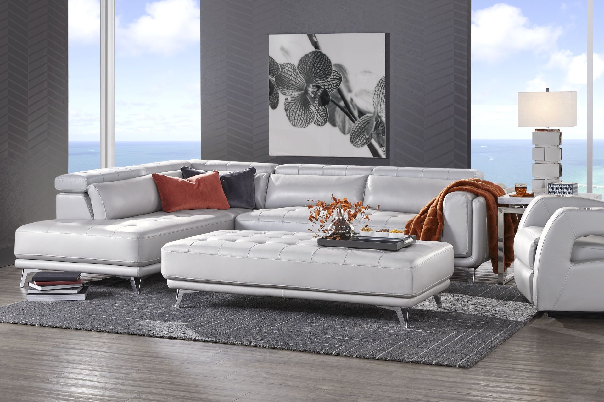 Hudson Heights Platinum 6 Pc Sectional Living Room - Image 1