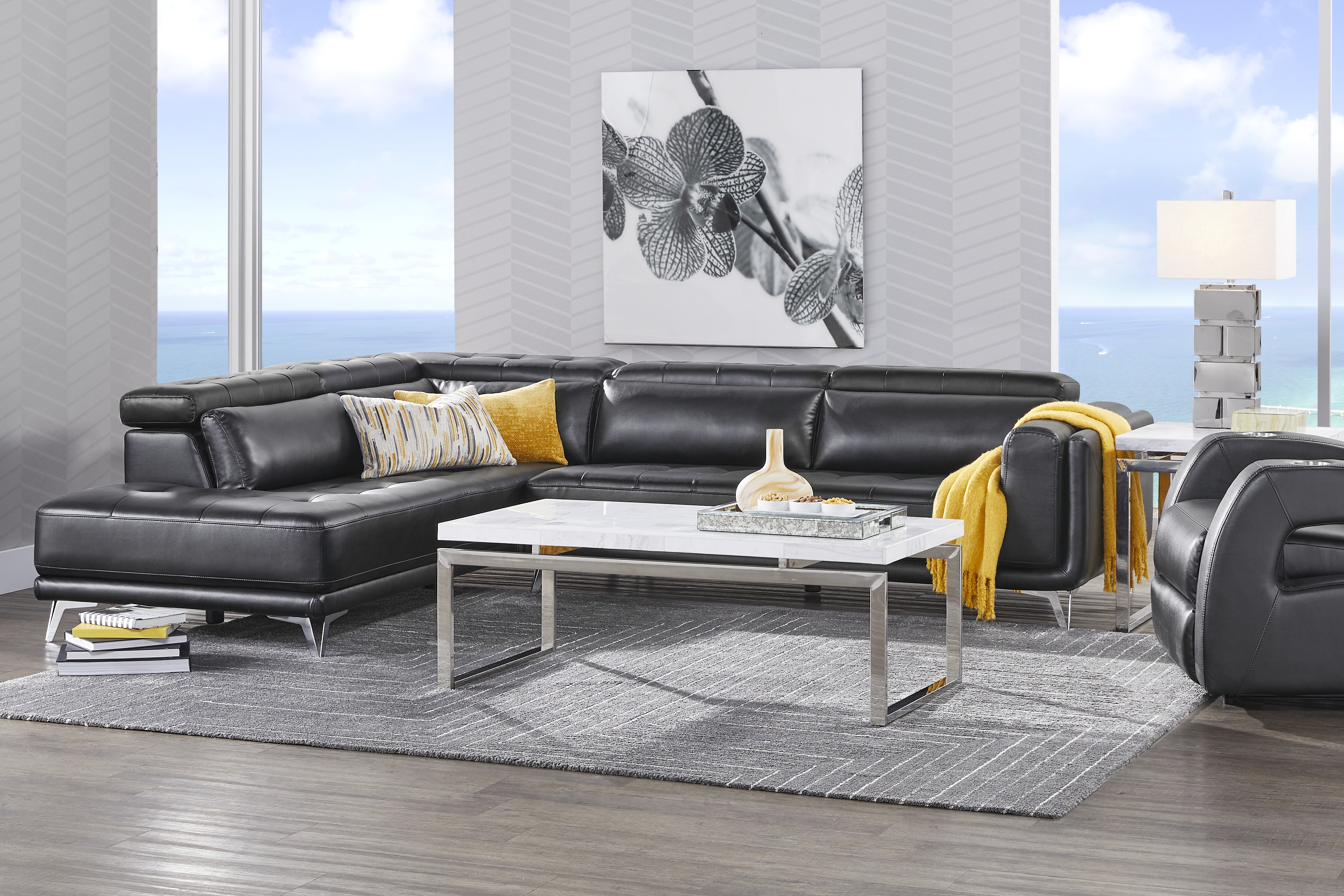 Hudson Heights Black 6 Pc Sectional Living Room - Thumbnail - Image 1
