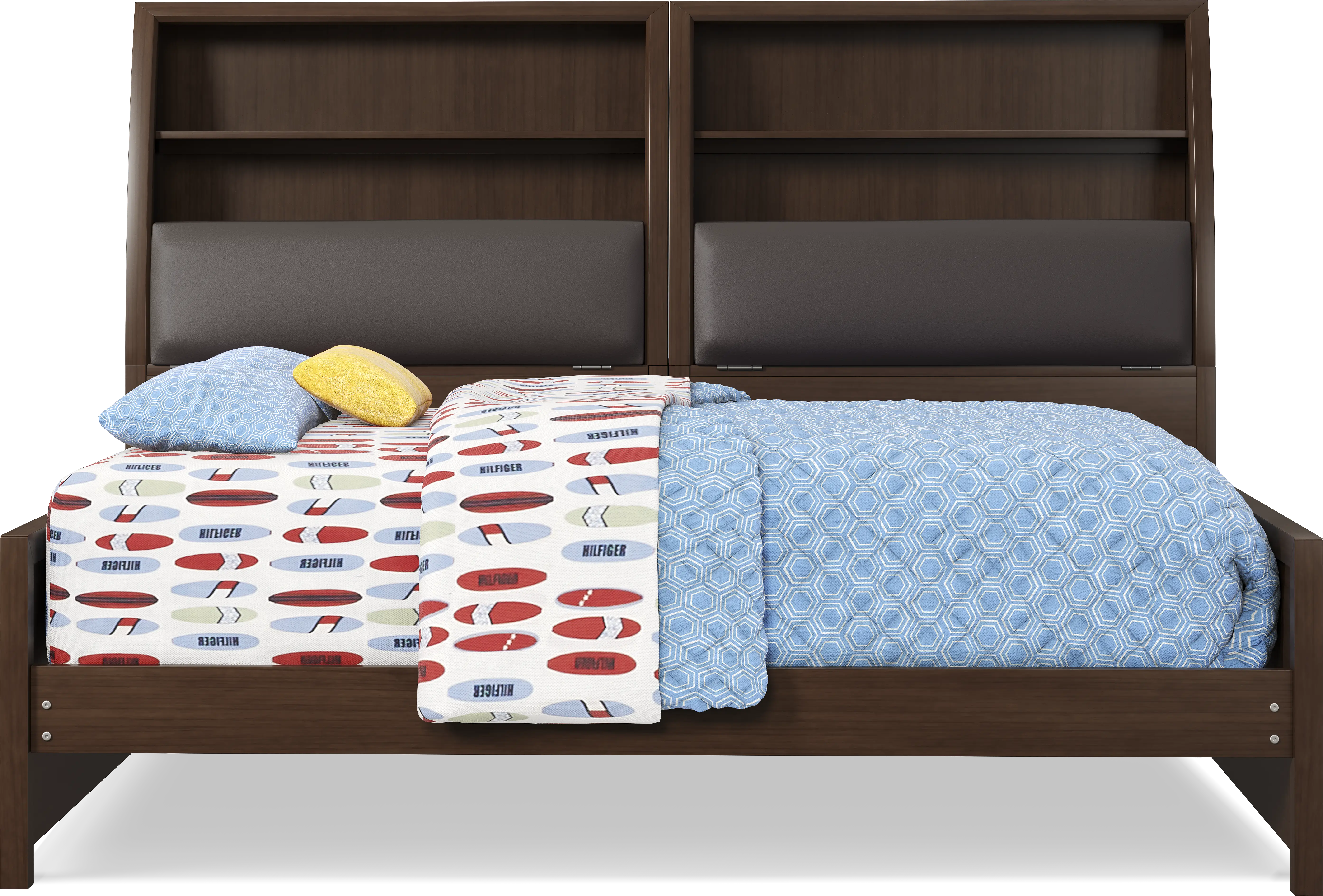 Kids Santa Cruz Brown Cherry Full Bookcase Wall Bed - Thumbnail - Image 1