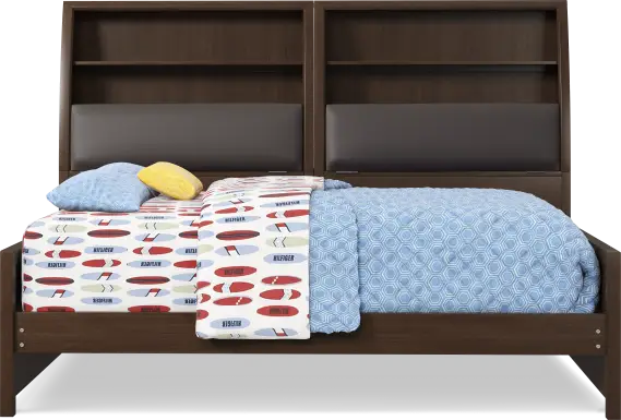 Kids Santa Cruz Brown Cherry Full Bookcase Wall Bed