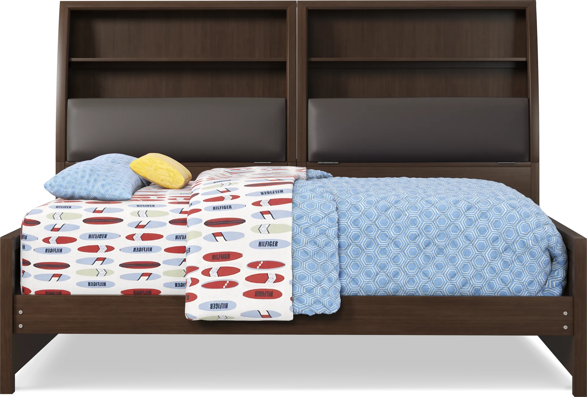 Kids Santa Cruz Brown Cherry Full Bookcase Wall Bed - Image 1
