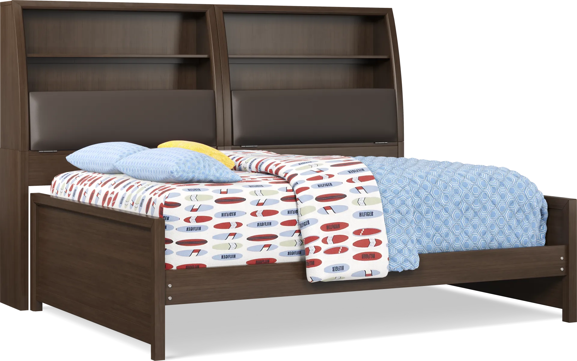 Kids Santa Cruz Cherry 5 Pc Full Bookcase Wall Bed - Image 1