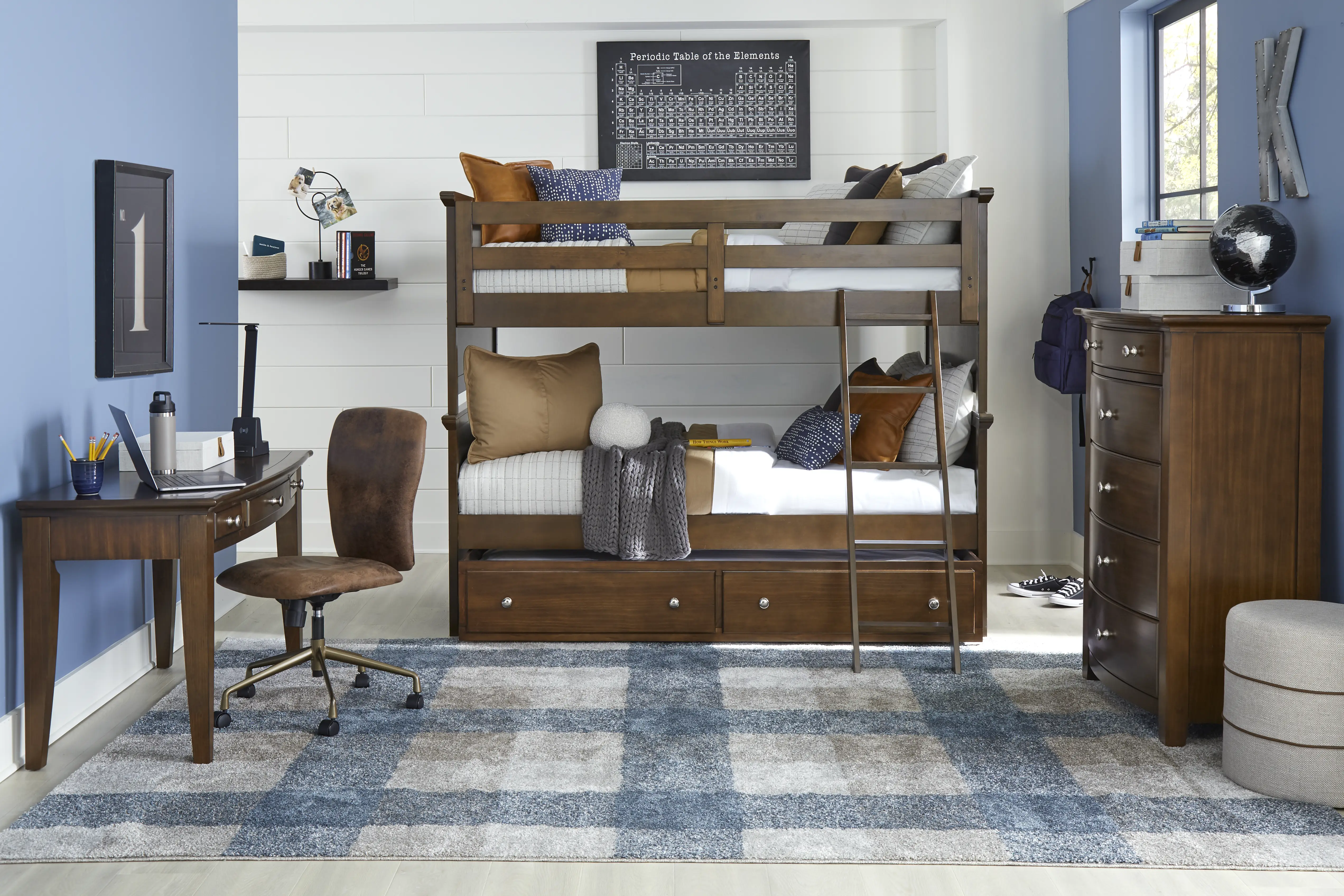 Kids Santa Cruz Brown Cherry Full/Full Bunk Bedroom - Thumbnail - Image 1