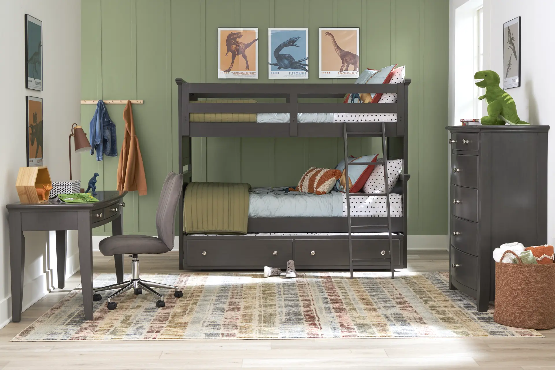 Kids Santa Cruz Gray Twin/Twin Bunk Bedroom