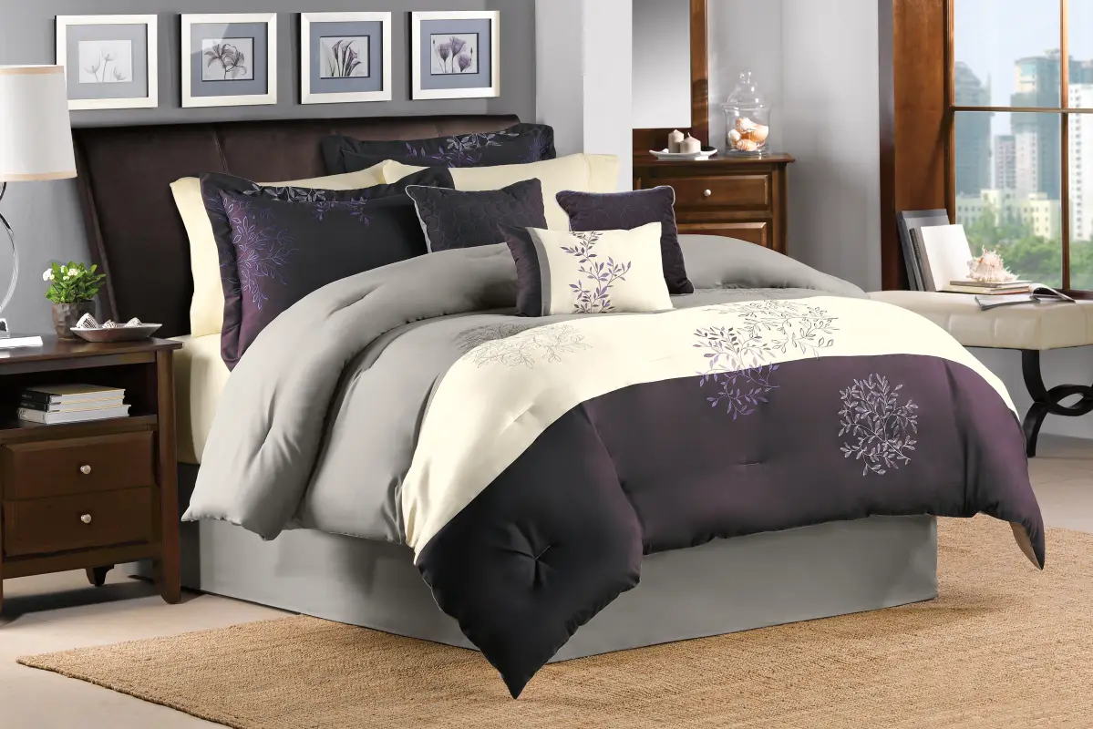 Abiona Plum 7 Pc King Comforter Set