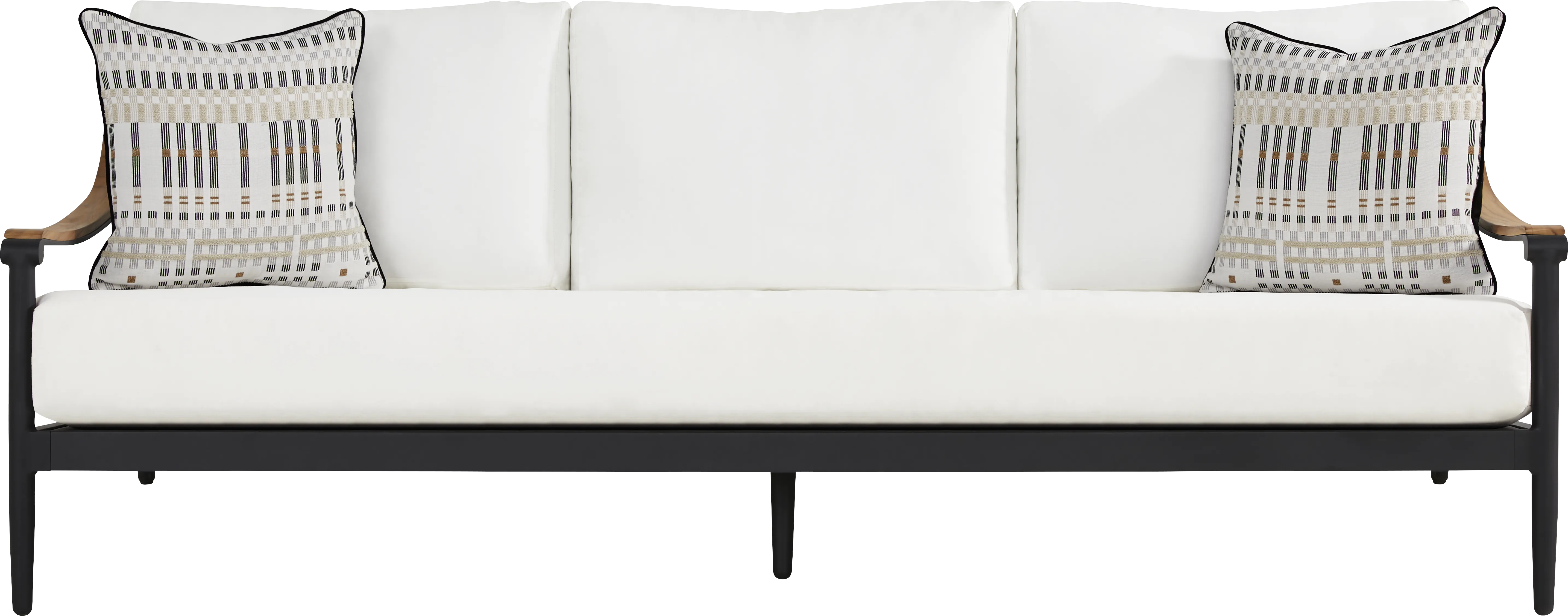 Harlowe Black 3 Pc Outdoor Seating Set with White Cushions - Thumbnail - Image 2