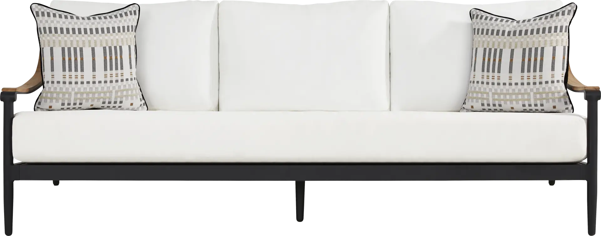 Harlowe Black Outdoor Sofa with White Cushions