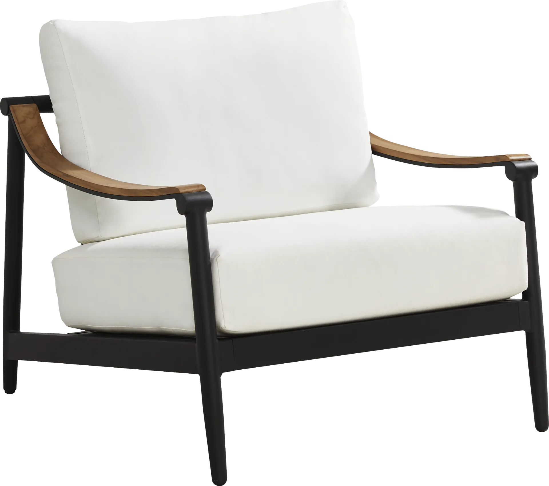 Harlowe Black Outdoor Club Chair with White Cushions - Image 2