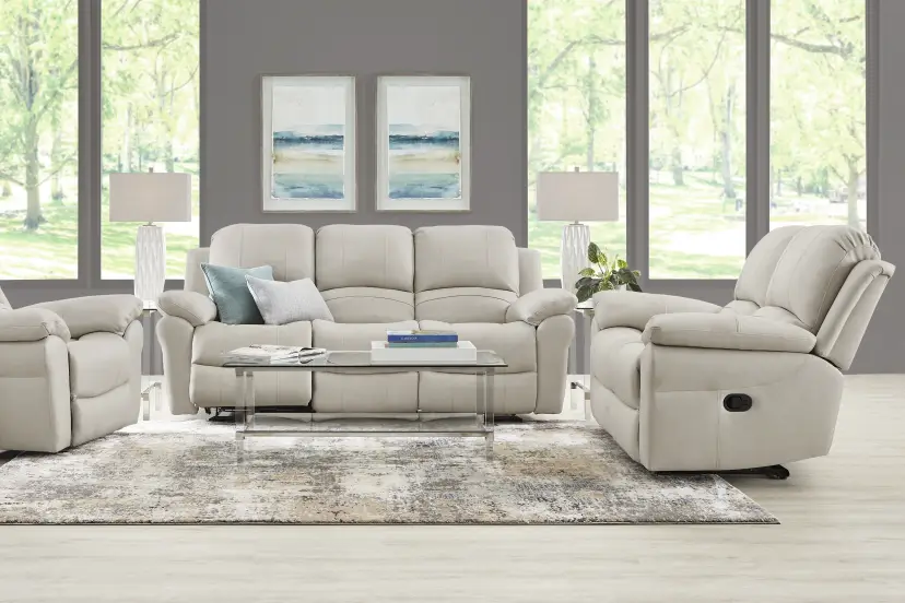 Vercelli Way Stone Leather 2 Pc Reclining Living Room