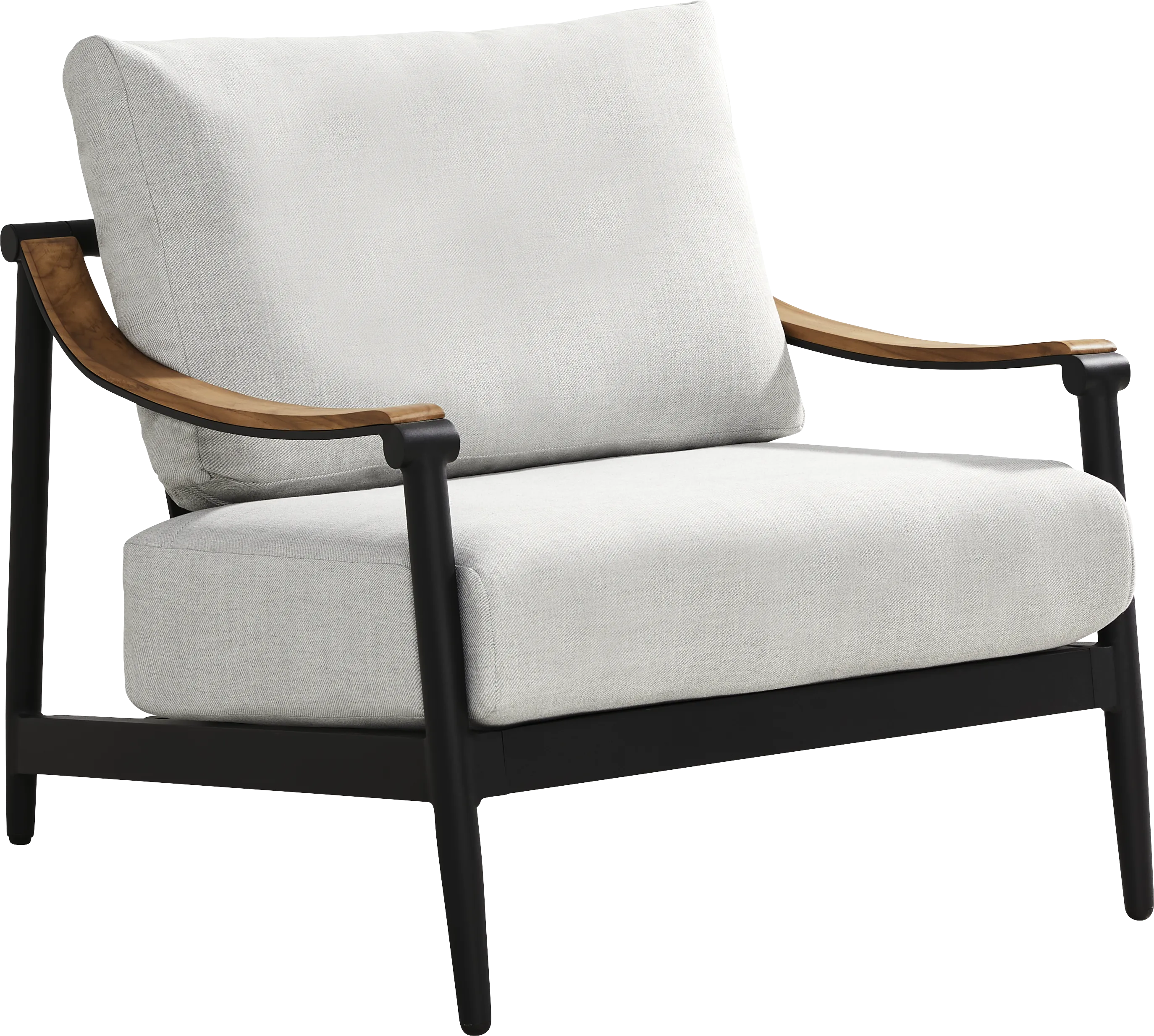 Harlowe Black 5 Pc Outdoor Chat Set with Dove Cushions - Thumbnail - Image 2