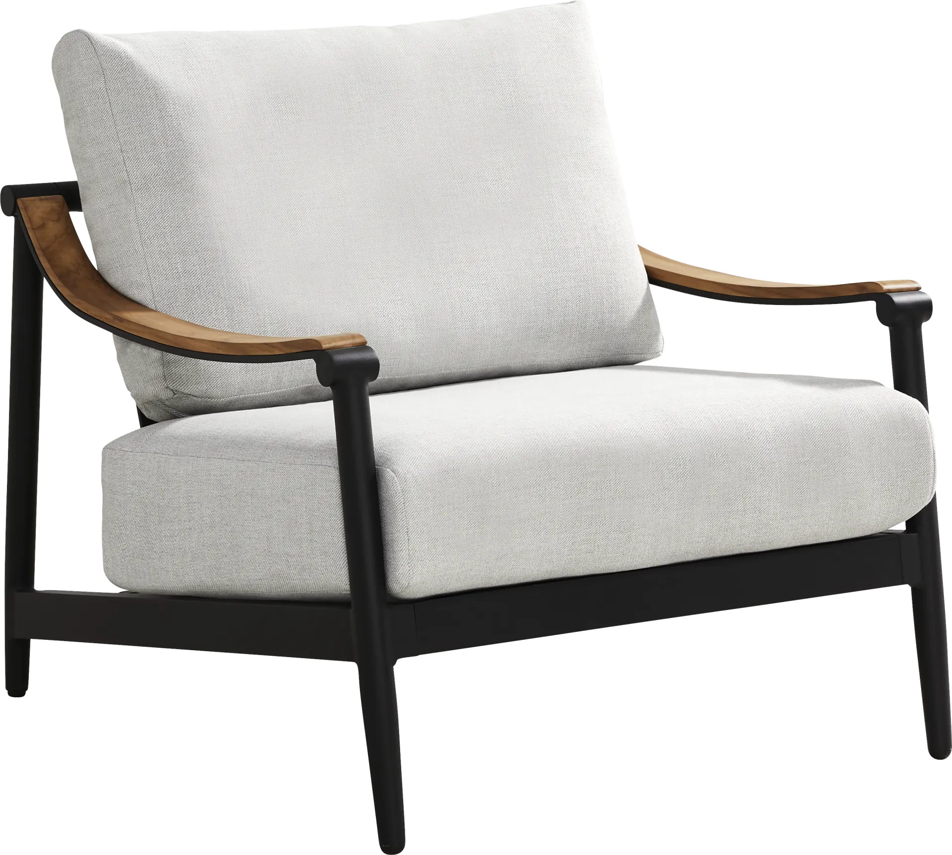 Harlowe Black Outdoor Club Chair with Dove Cushions - Image 1
