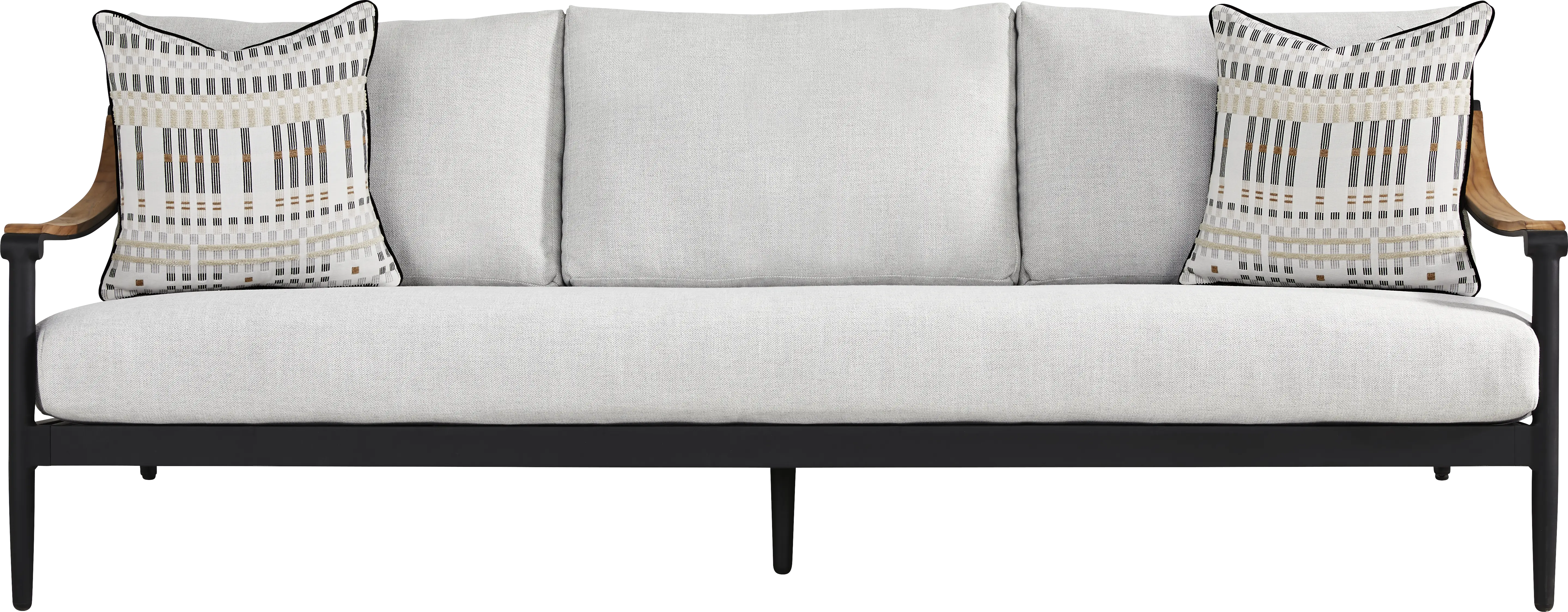 Harlowe Black Outdoor Sofa with Dove Cushions - Thumbnail - Image 1