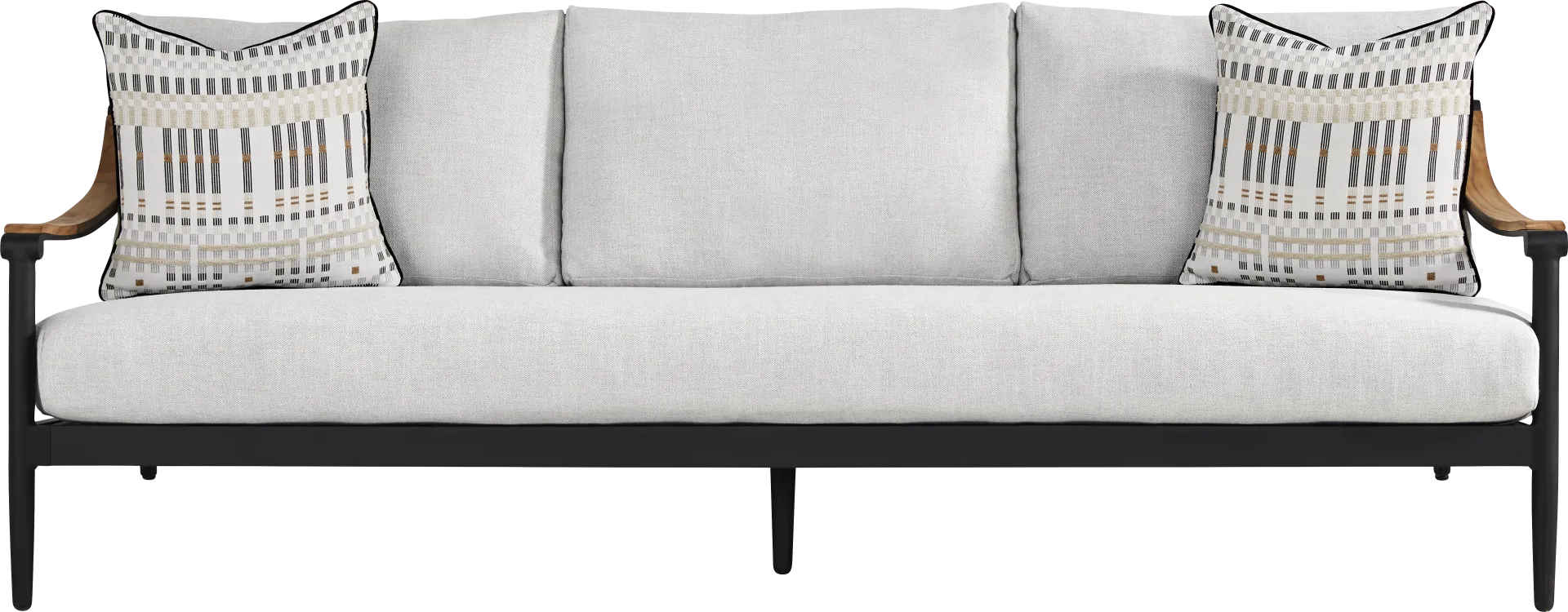 Harlowe Black Outdoor Sofa with Dove Cushions - Image 1