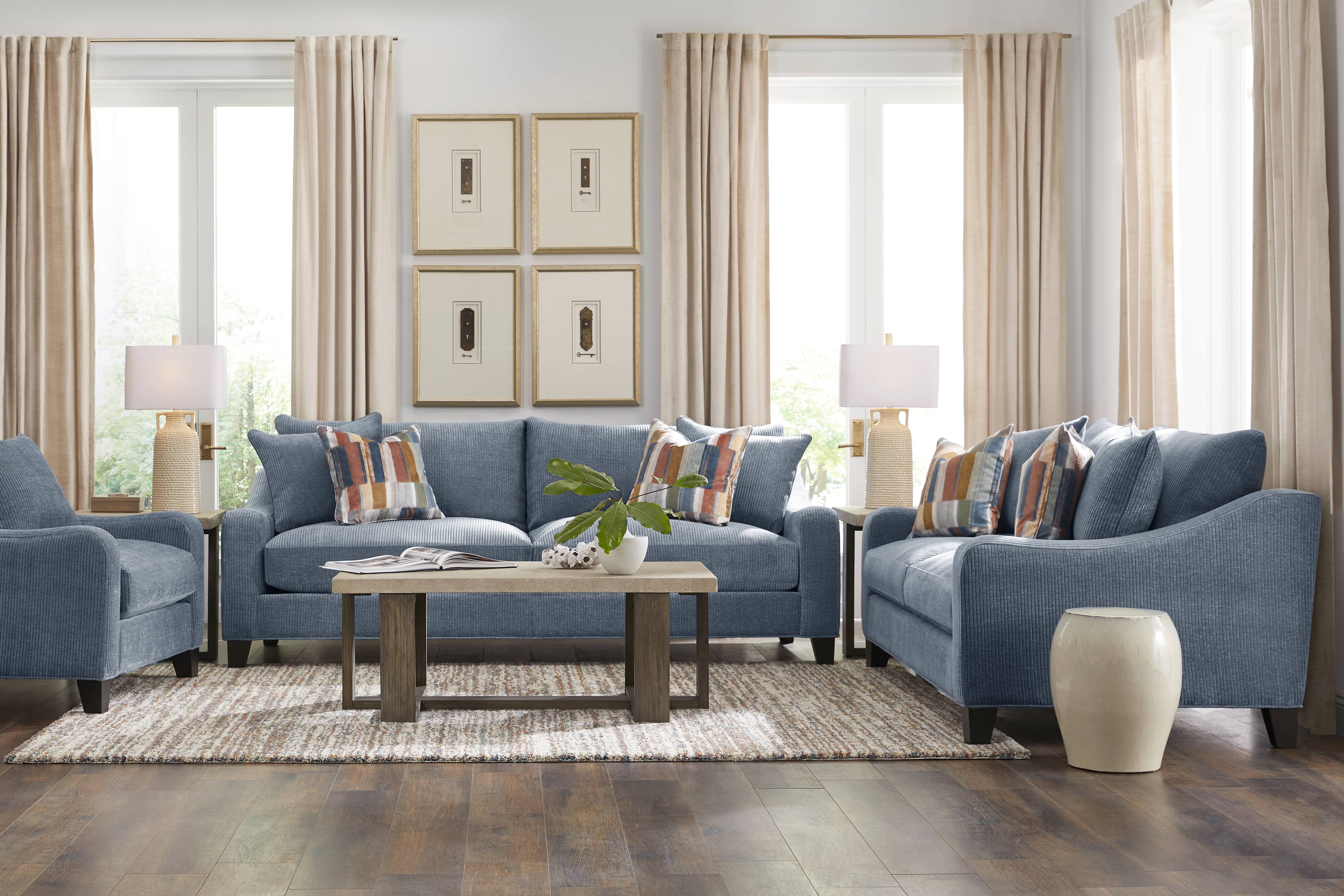 Cambria Blue 5 Pc Living Room - Thumbnail - Image 1