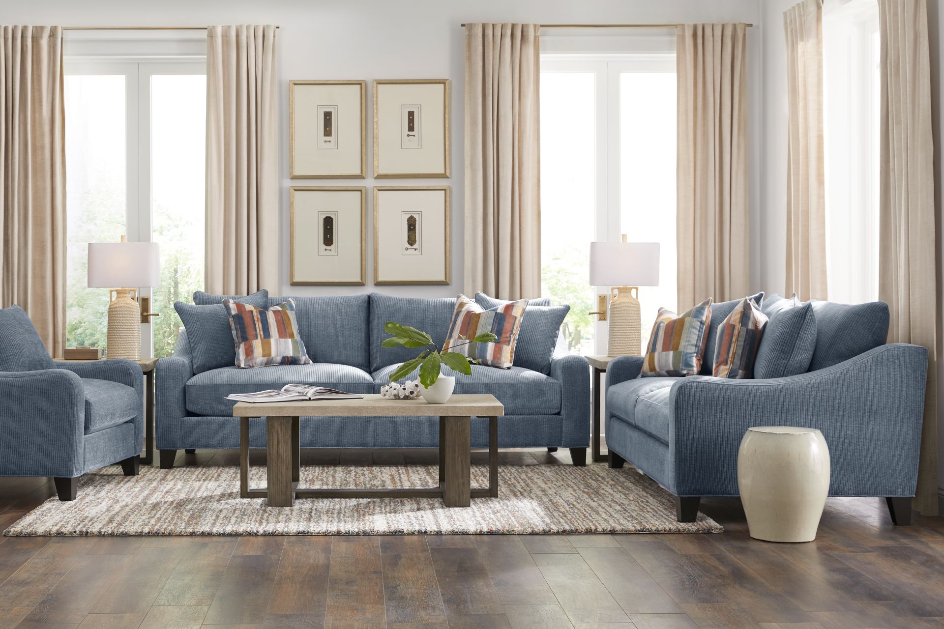 Cambria Blue 5 Pc Living Room - Image 1