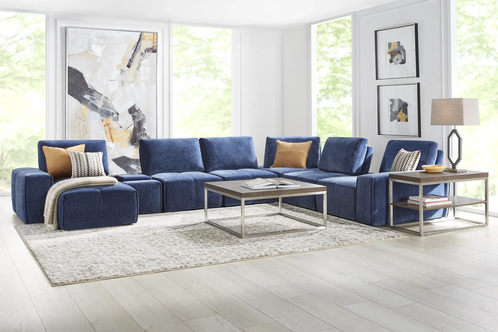 Laney Blue 7 Pc Sectional - Image 1