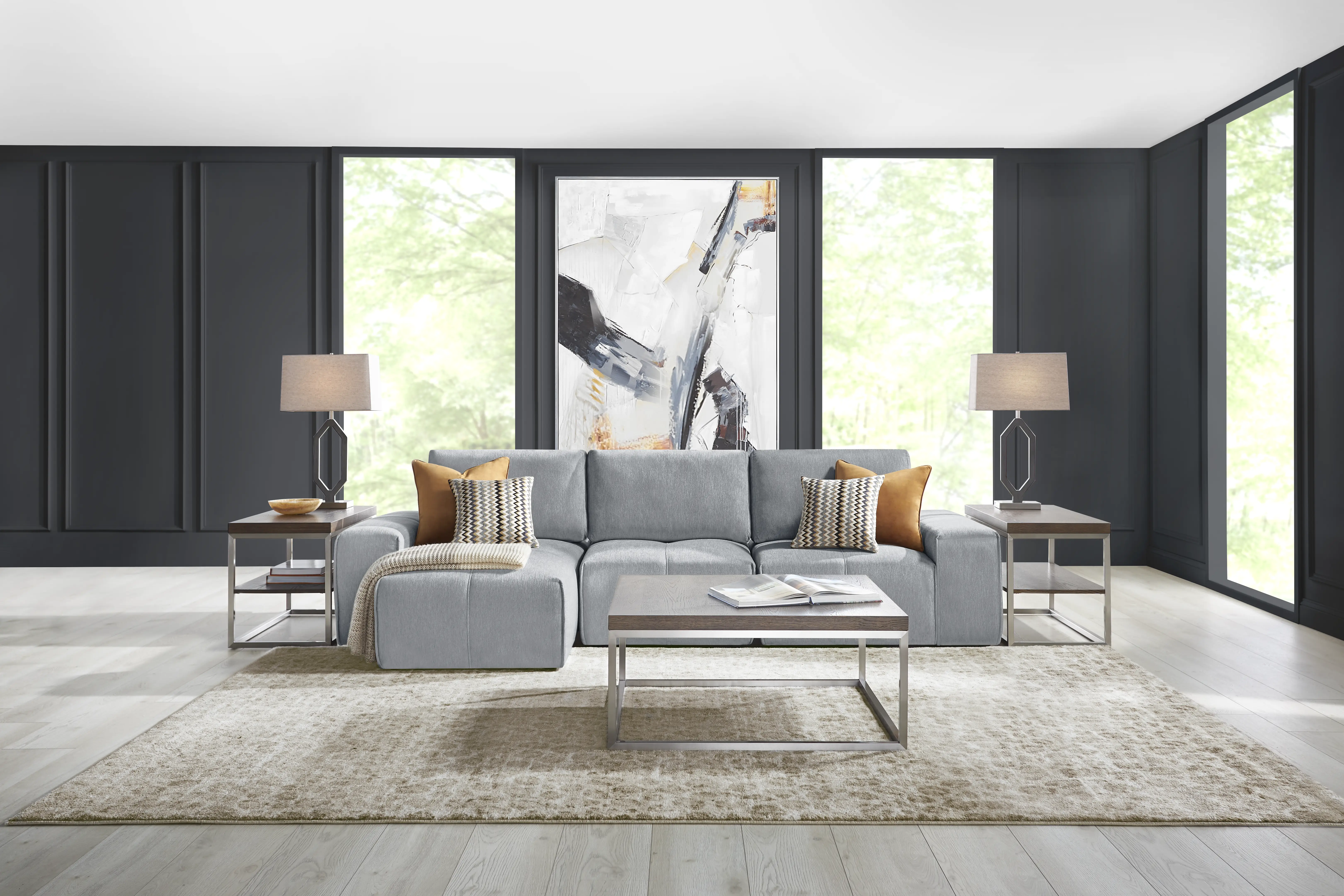 Laney Gray 6 Pc Sectional Living Room - Thumbnail - Image 1