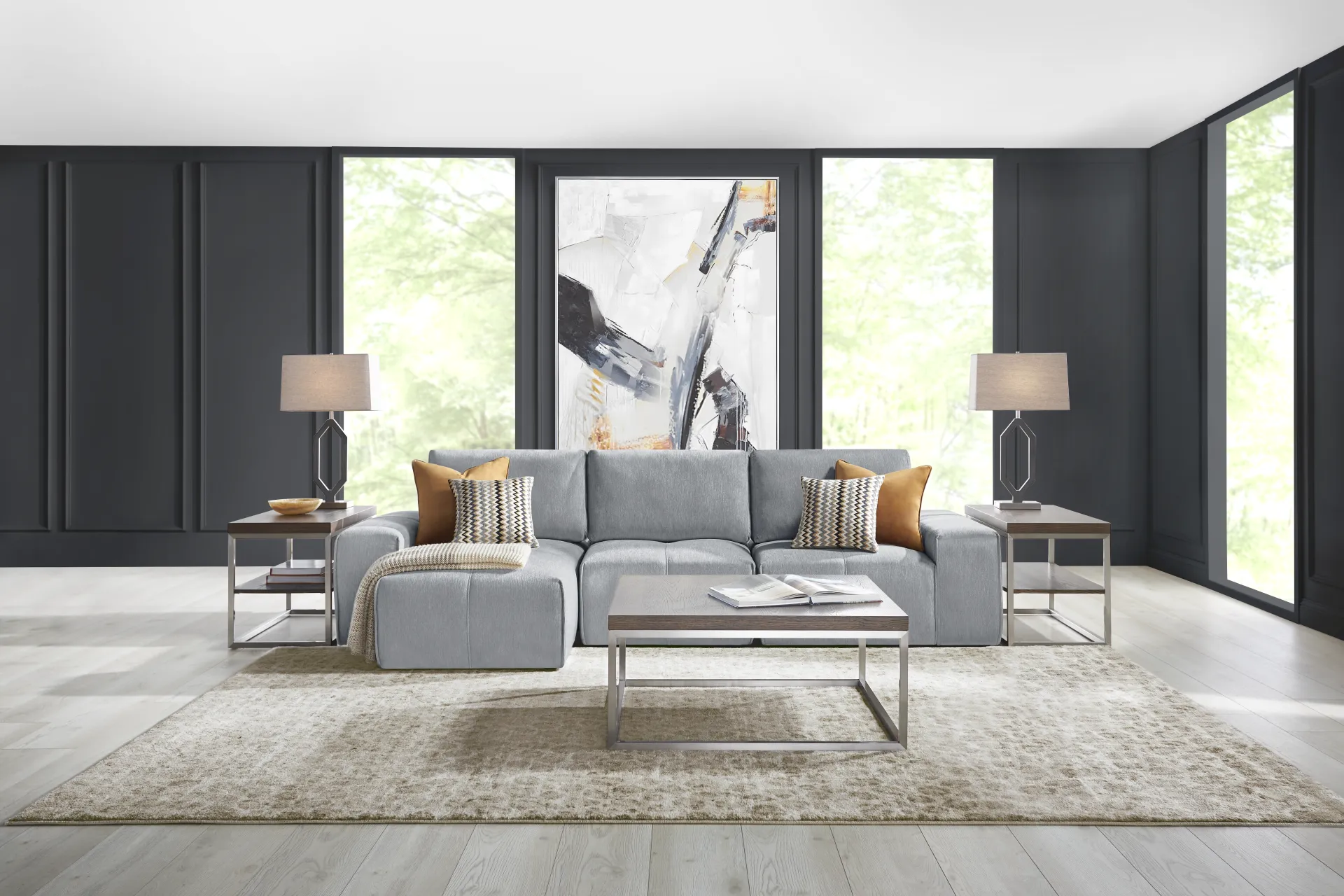 Laney Gray 6 Pc Sectional Living Room - Image 1