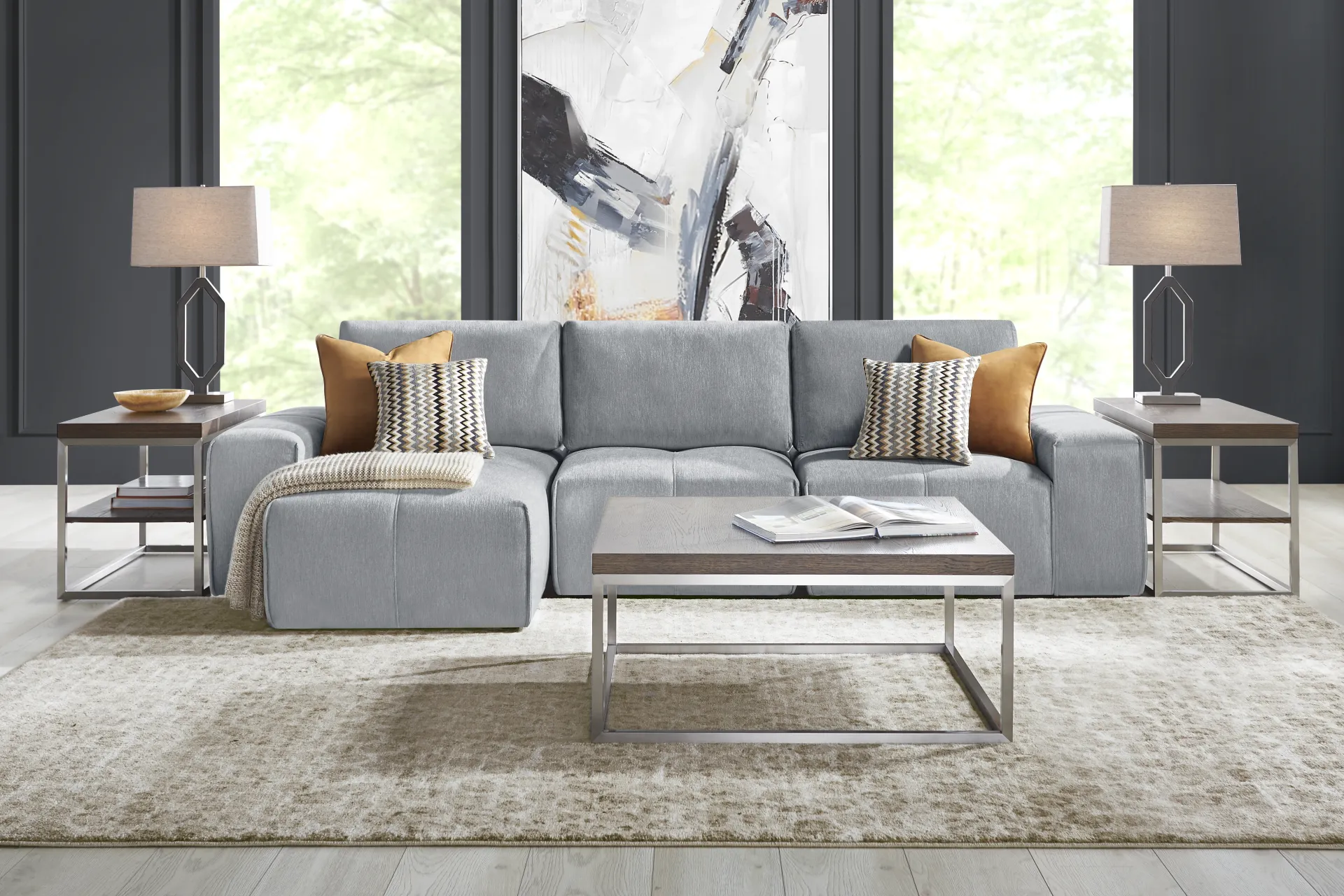 Laney Gray 6 Pc Sectional Living Room - Image 1