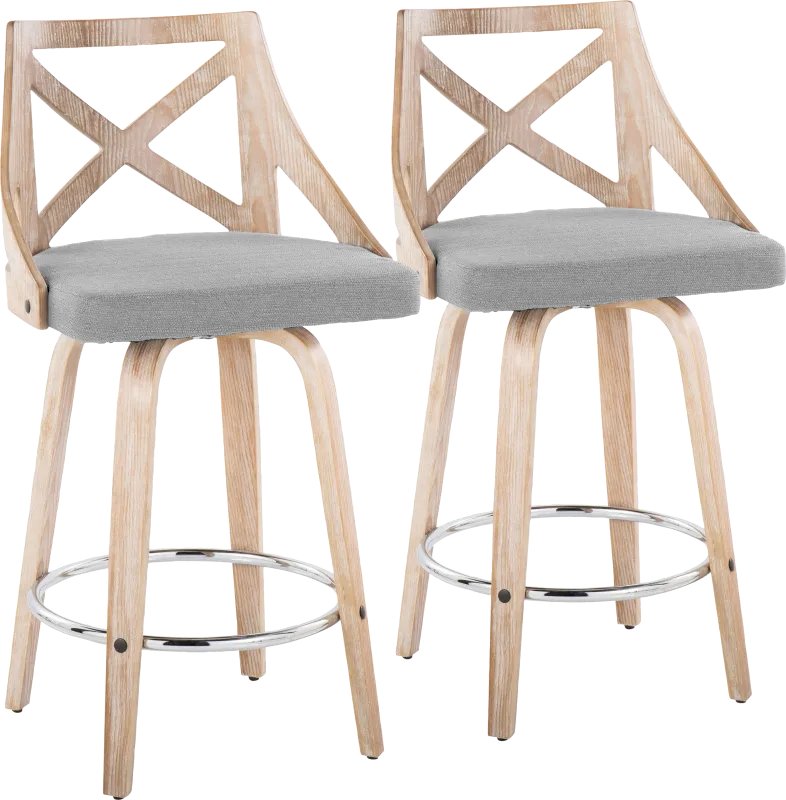 Hasbrouck III Gray Swivel Counter Height Stool, Set of 2