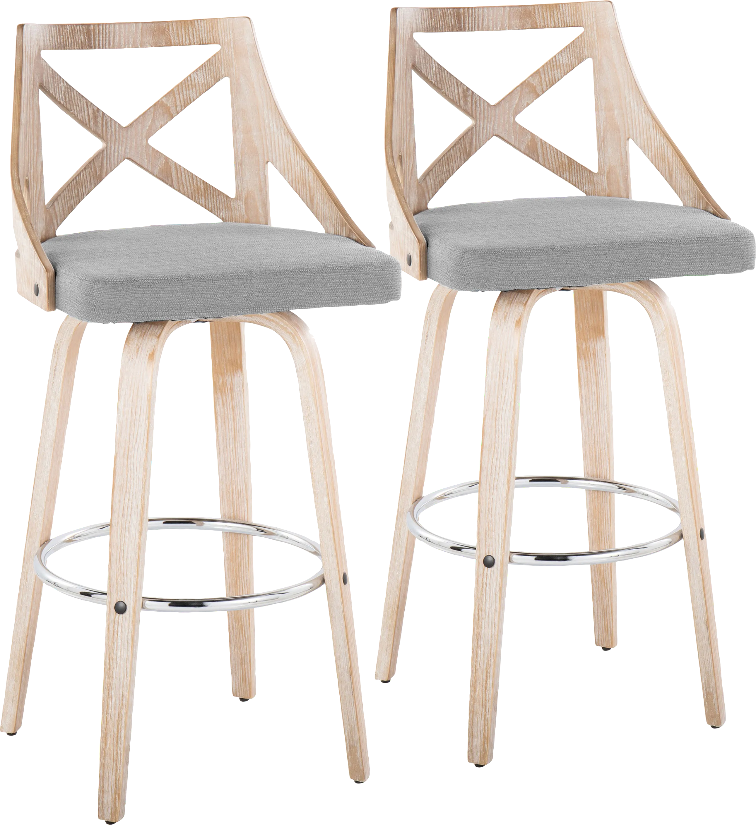 Hasbrouck III Gray Swivel Barstool, Set of 2 - Thumbnail - Image 1