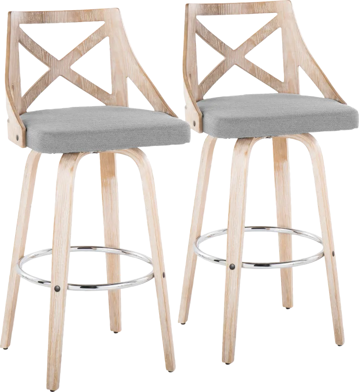 Hasbrouck III Gray Swivel Barstool, Set of 2
