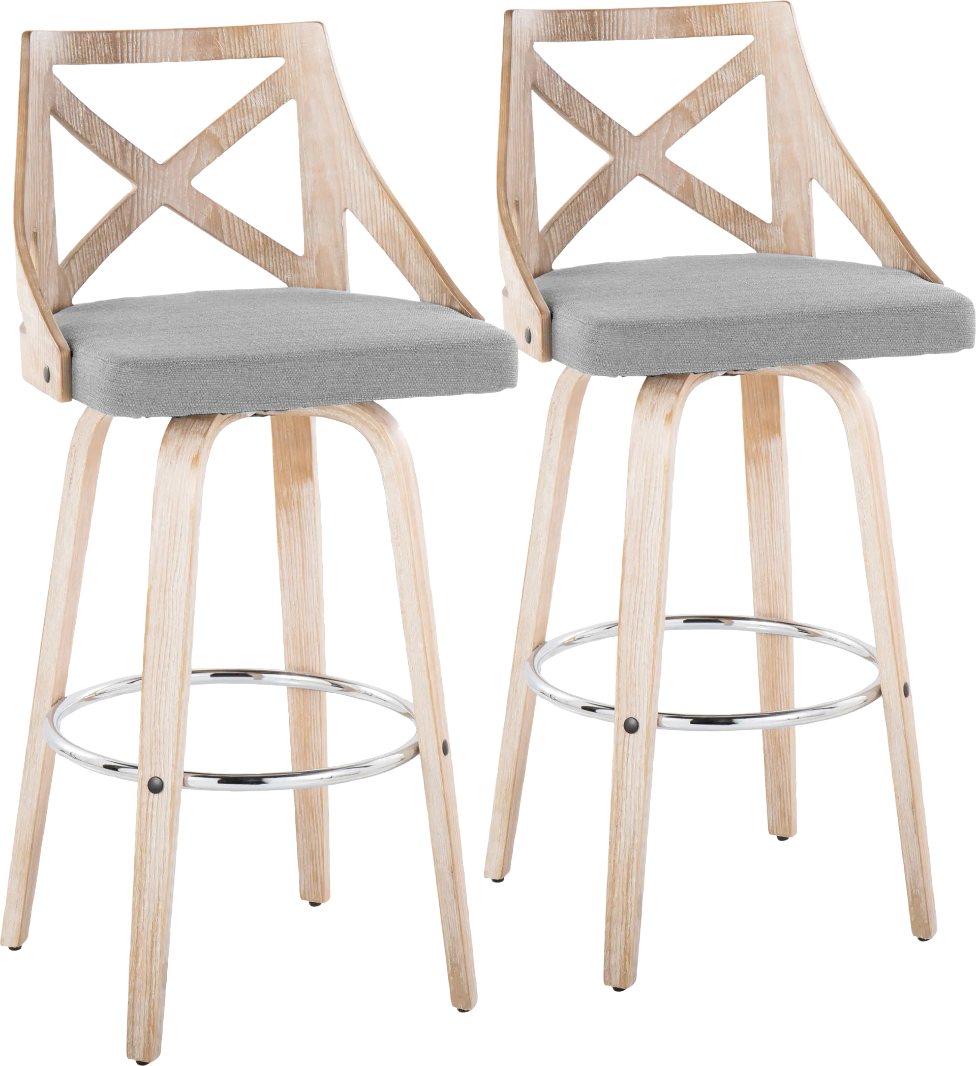Hasbrouck III Gray Swivel Barstool, Set of 2