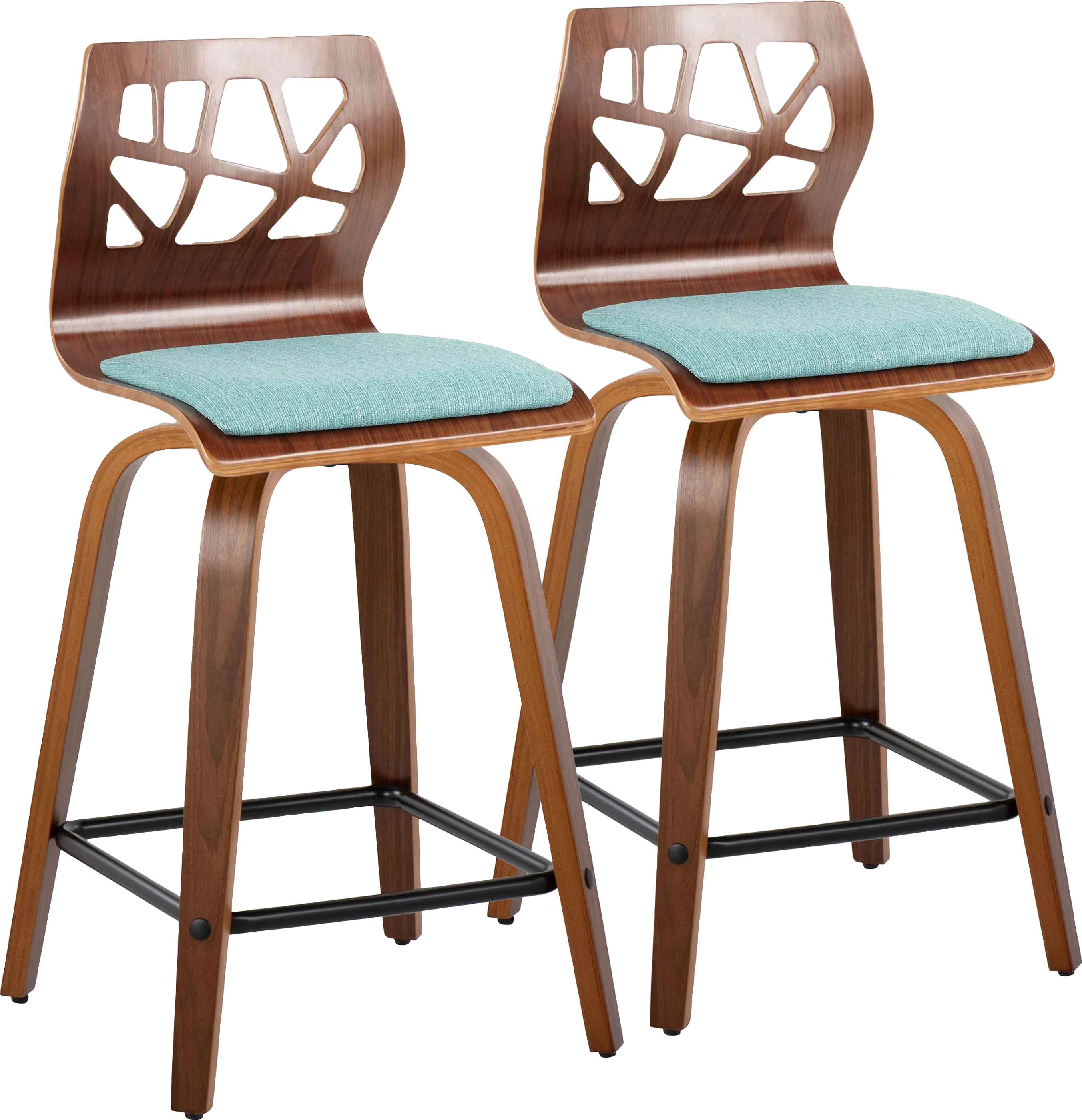 Watsonia II Teal Swivel Counter Height Stool, Set of 2