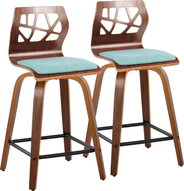 Watsonia II Teal Swivel Counter Height Stool, Set of 2