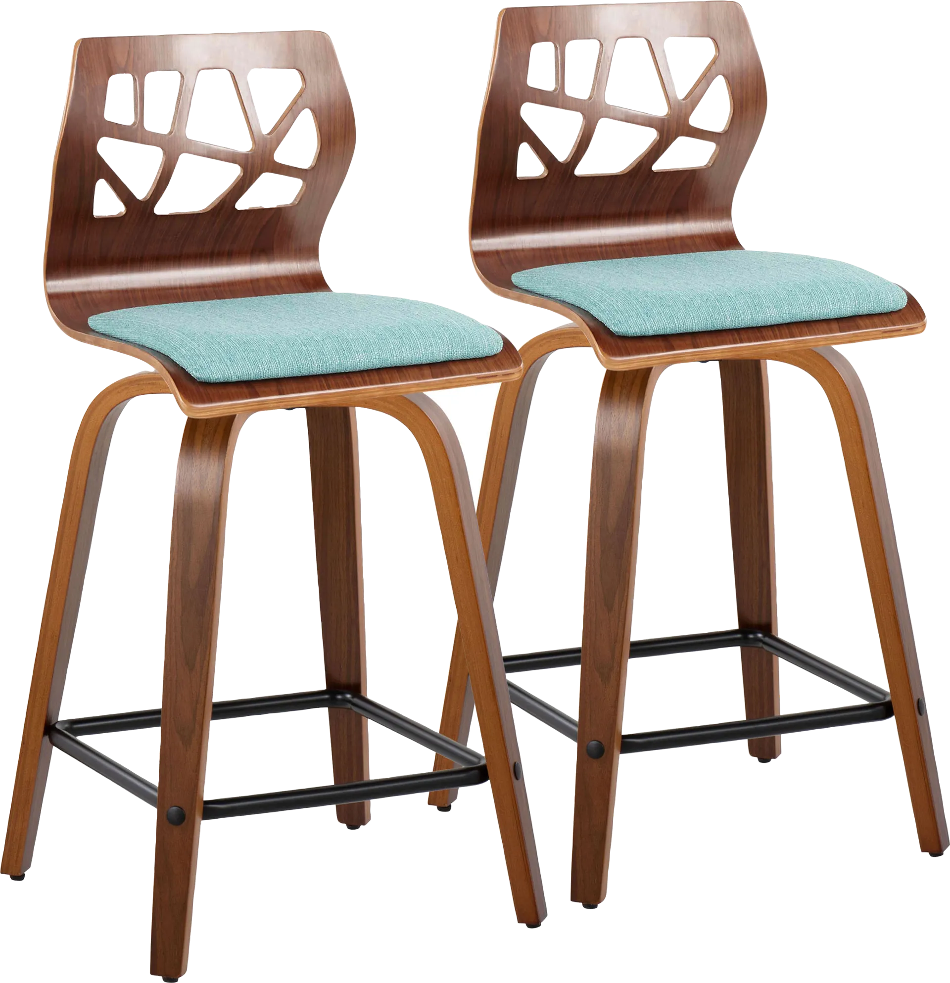 Watsonia II Teal Swivel Counter Height Stool, Set of 2 - Image 1