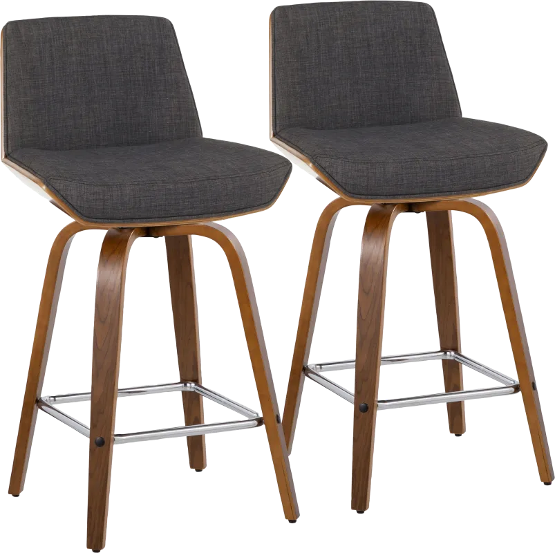 Weymanda II Charcoal Swivel Counter Height Stool, Set of 2
