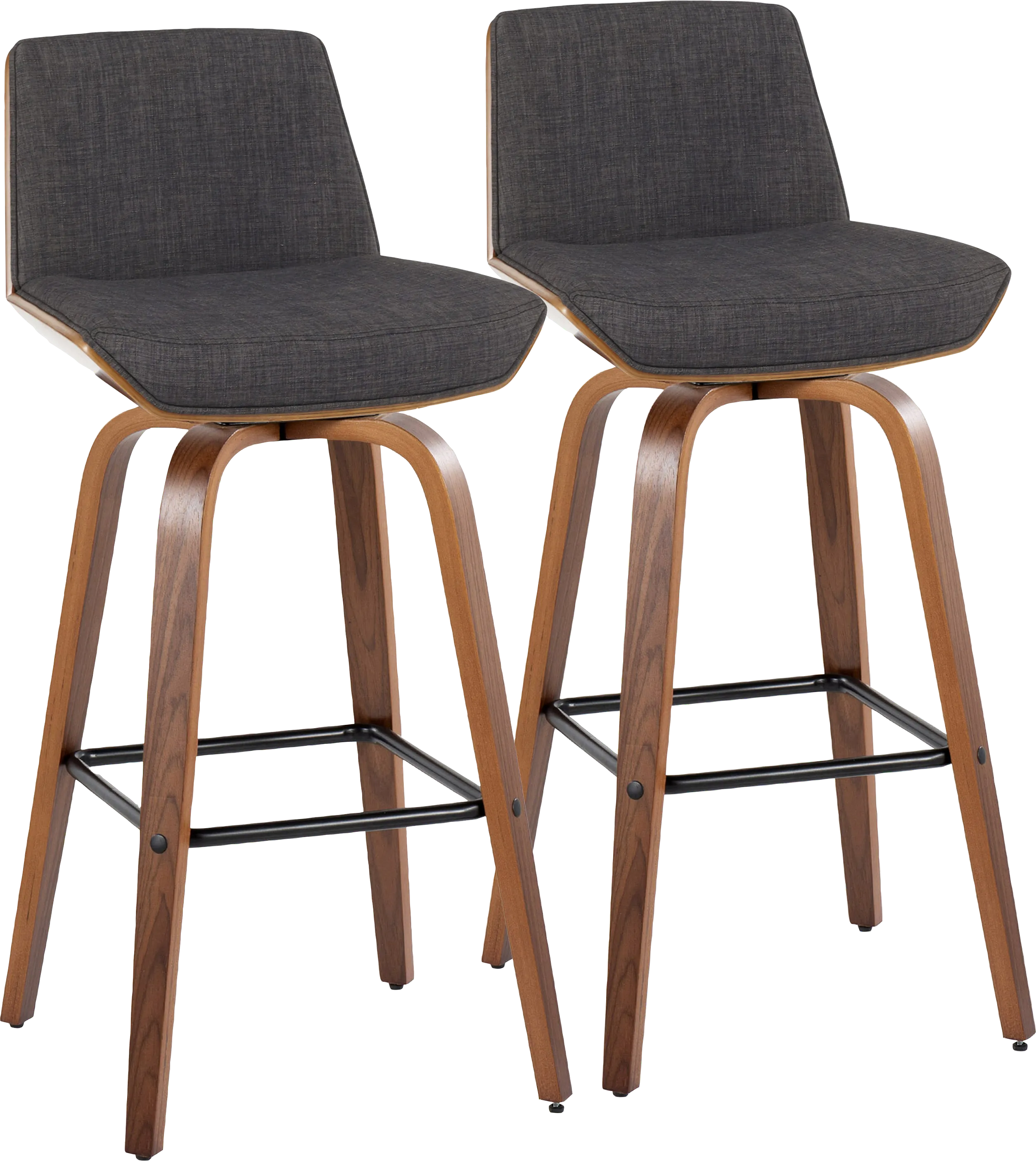 Weymanda III Charcoal Swivel Barstool, Set of 2