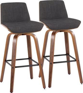 Weymanda III Charcoal Swivel Barstool, Set of 2