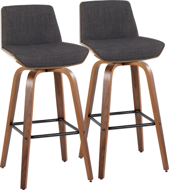 Weymanda III Charcoal Swivel Barstool, Set of 2