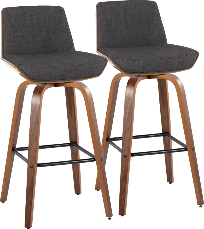 Weymanda III Charcoal Swivel Barstool, Set of 2