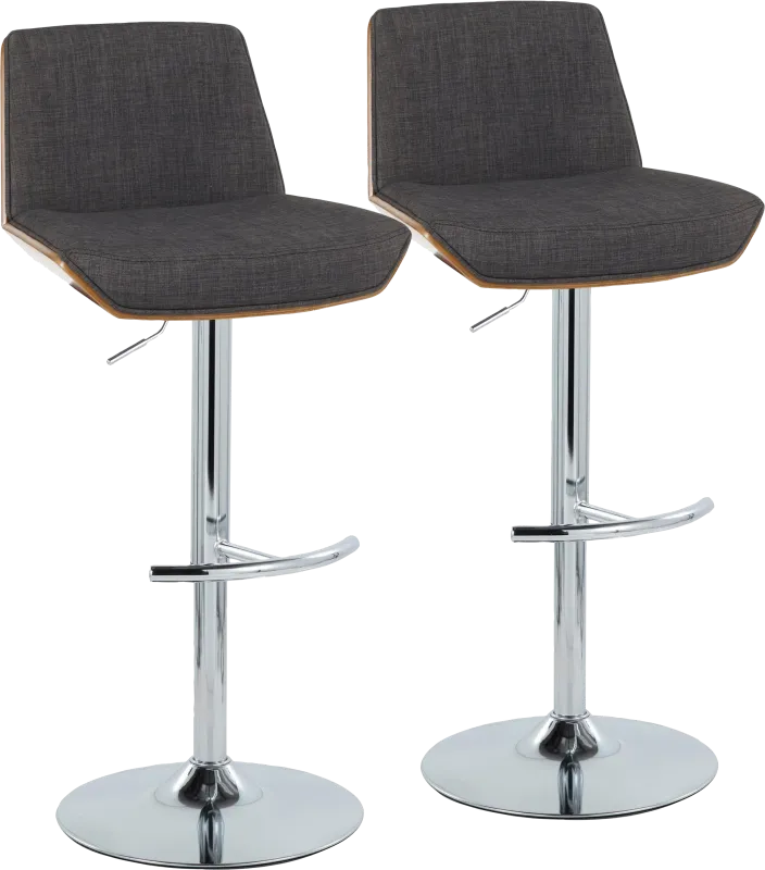 Weymanda V Charcoal Adjustable Barstool, Set of 2