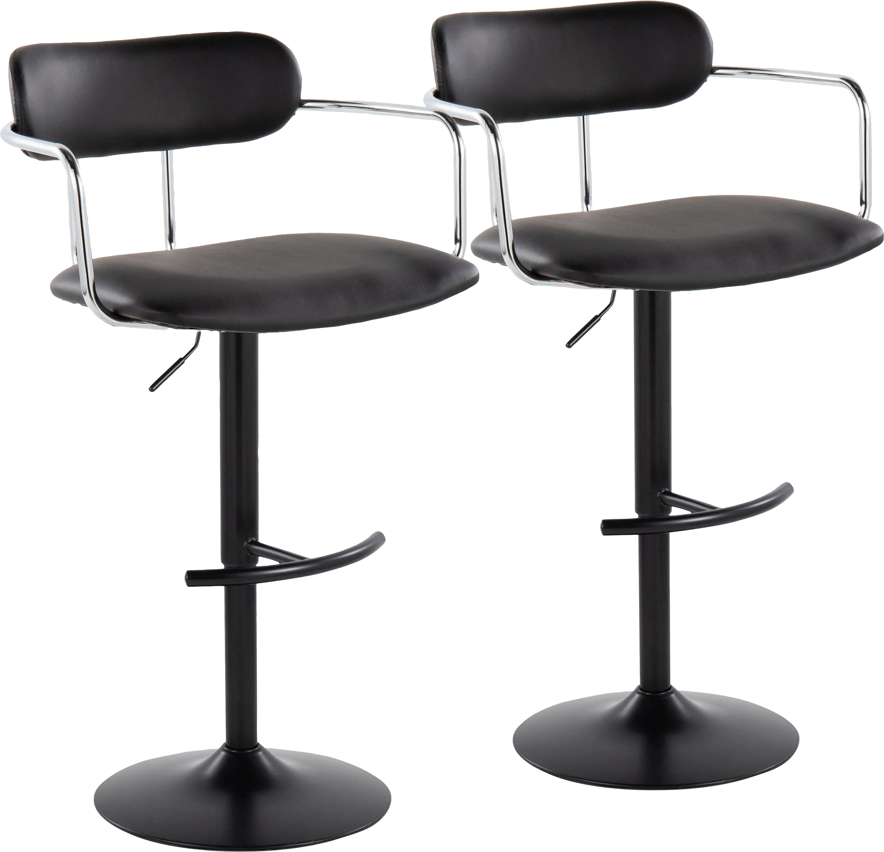 Wedgefield III Black Adjustable Barstool, Set of 2 - Thumbnail - Image 1