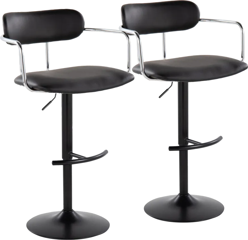 Wedgefield III Black Adjustable Barstool, Set of 2