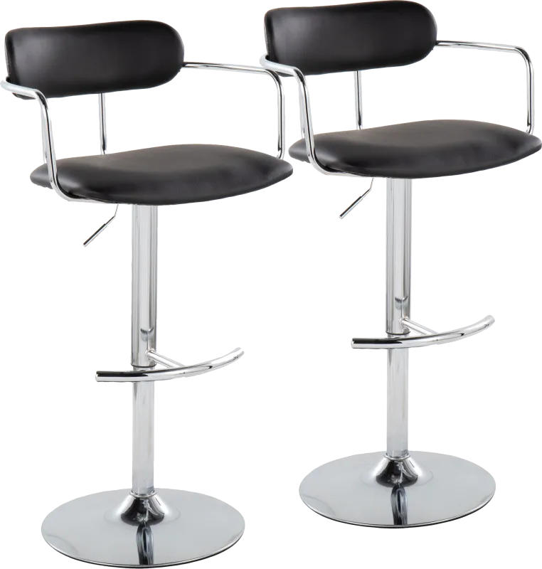 Wedgefeild IV Black Adjustable Barstool, Set of 2
