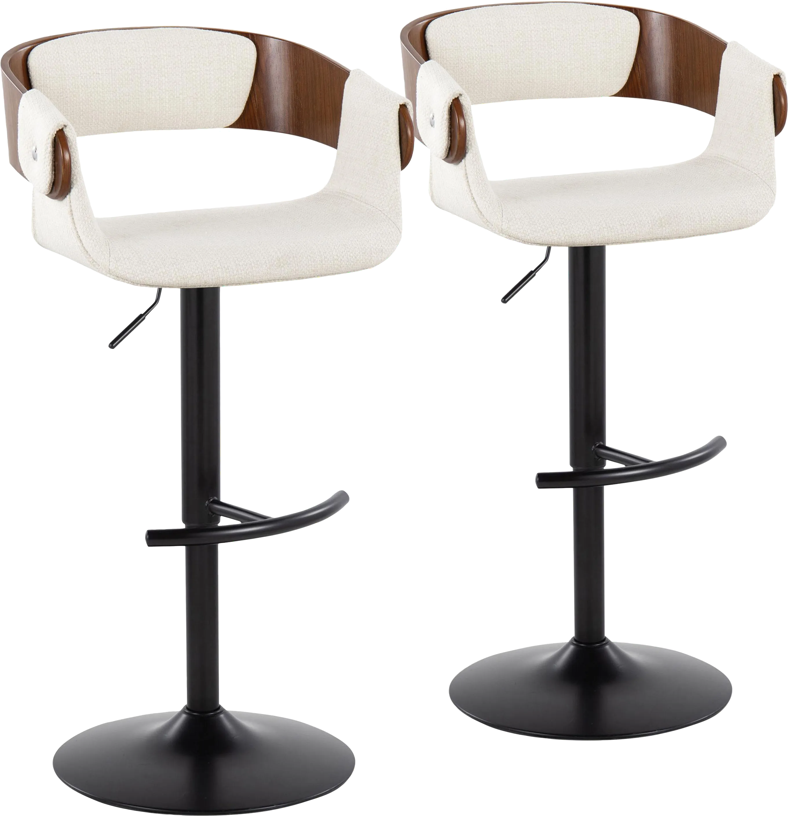 Takeda I Cream Adjustable Barstool, Set of 2 - Thumbnail - Image 1